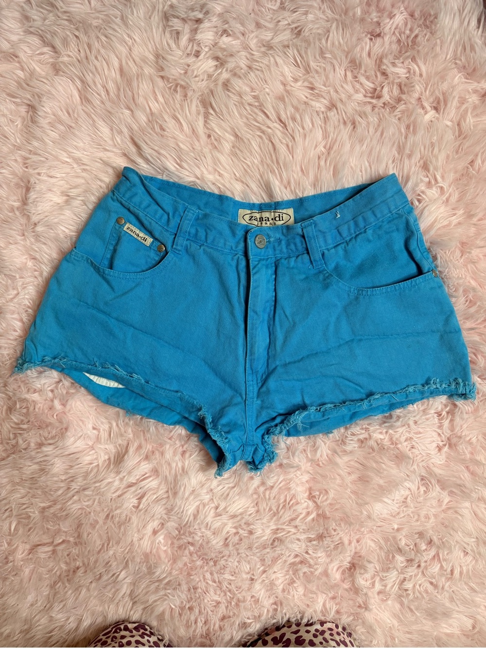 Zana Di Bright Turquoise Denim Cutoff Shorts